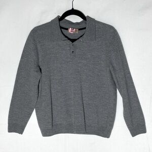 Vintage Lorenzo Magni Grey Extra Fine Merino Wool Collared Sweater S